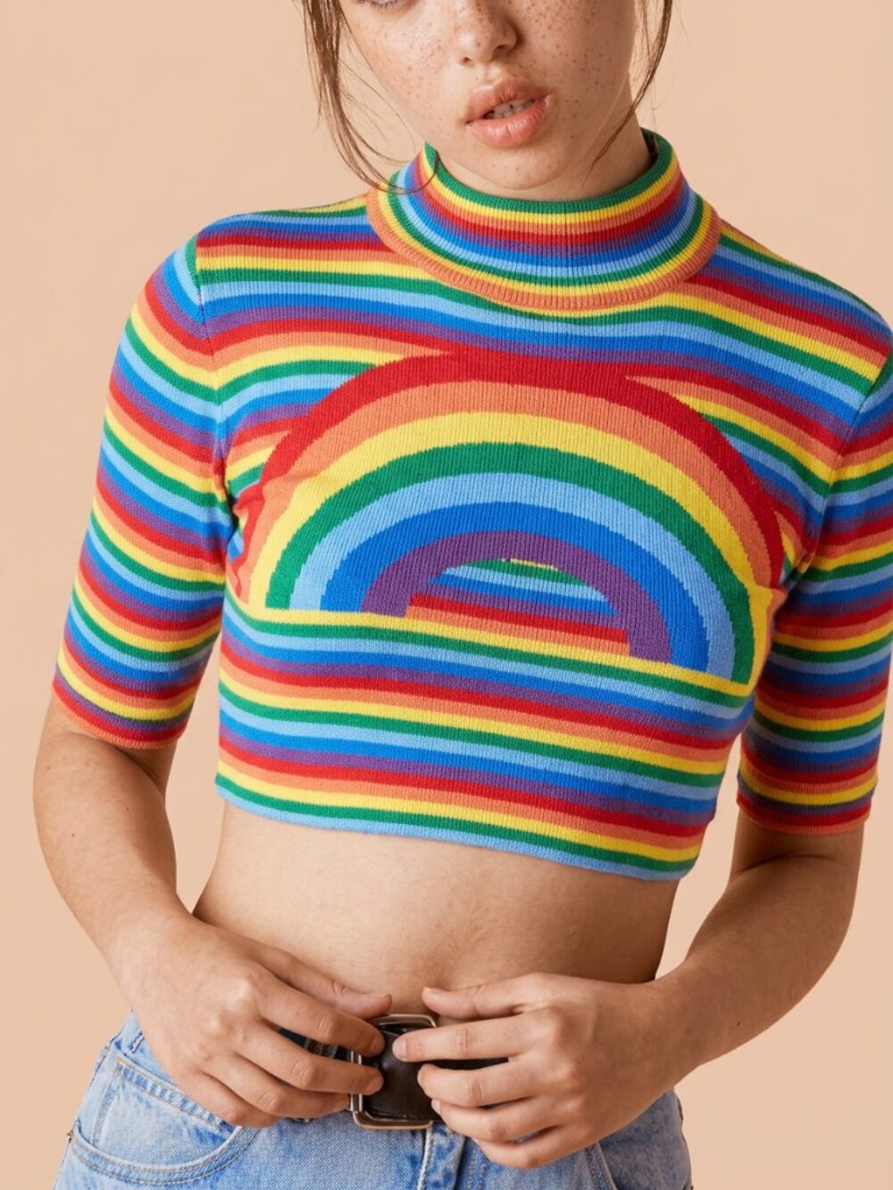 UNIF OTR Over the Rainbow stretchy iconic crop top XS